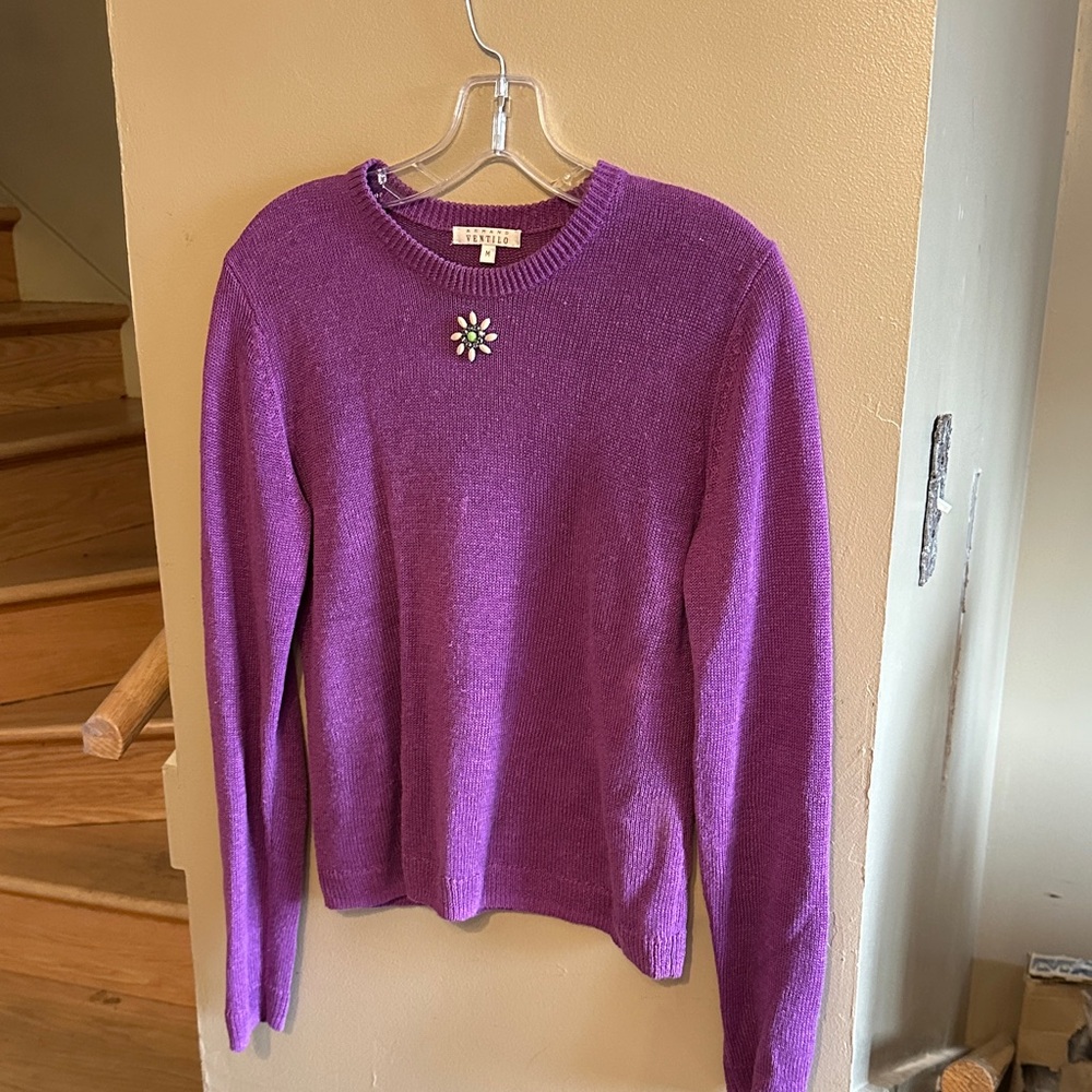 Armand Ventilo Purple Crew Neck linen Sweater set